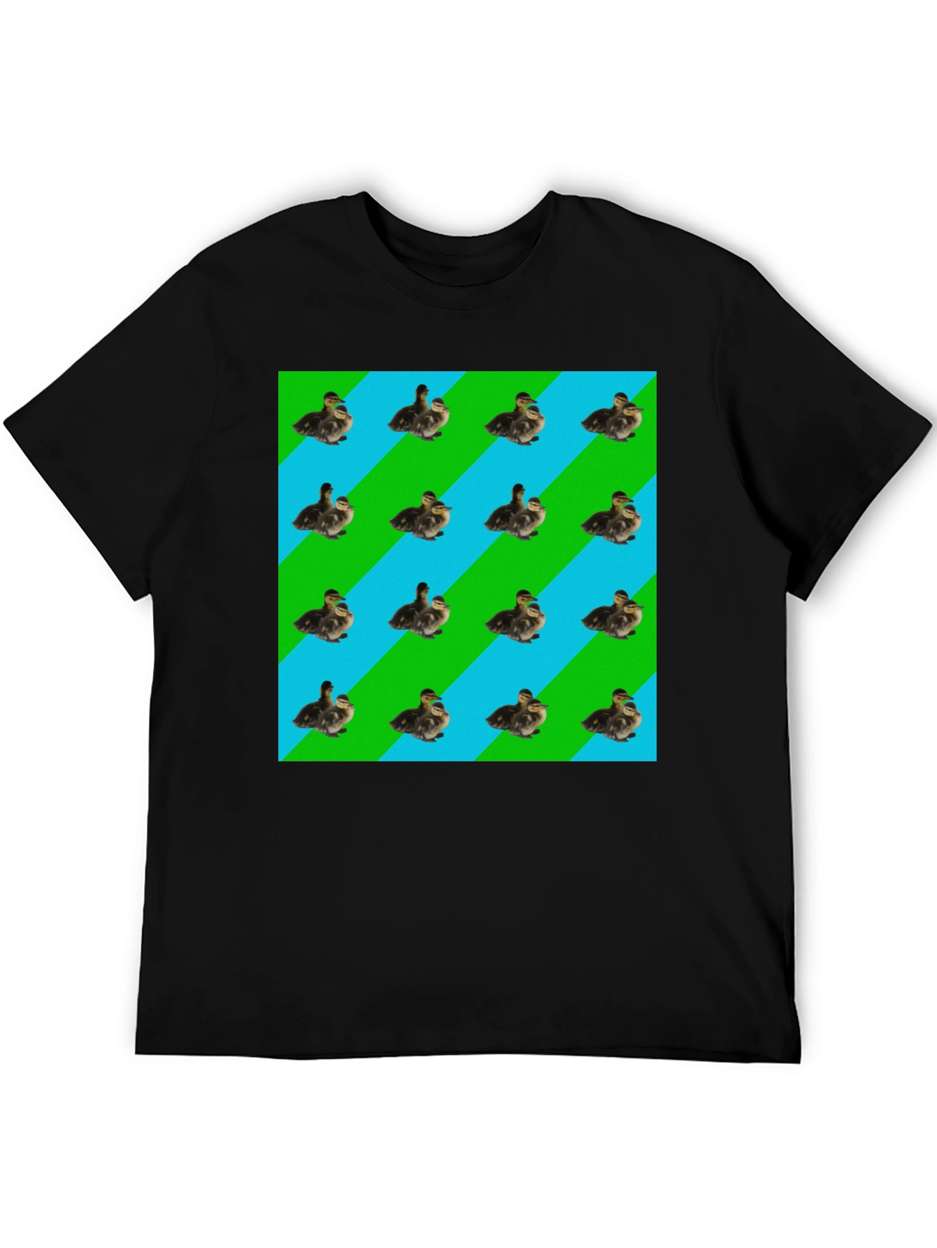 Duckling Pattern T-Shirt - Striped Background
