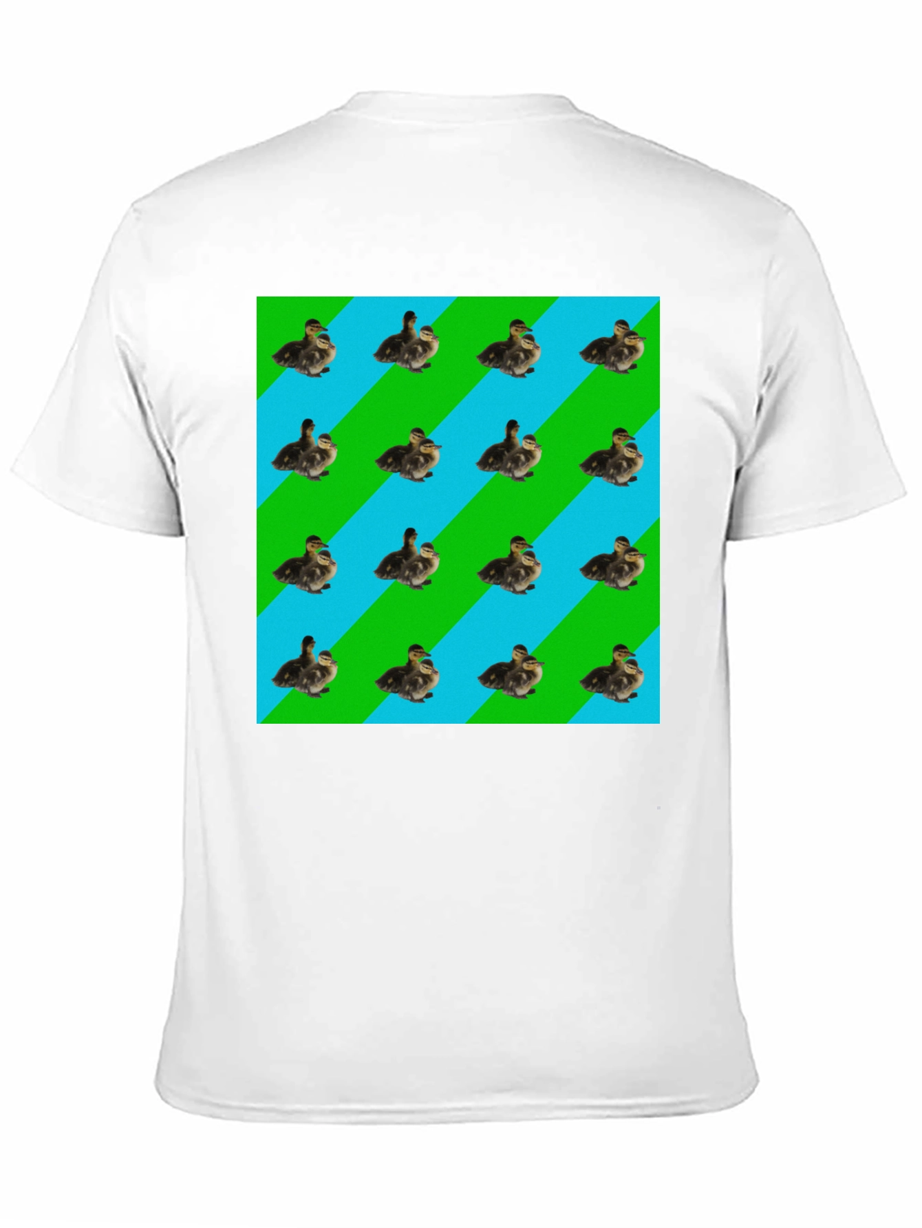Duckling Pattern T-Shirt - Striped Background