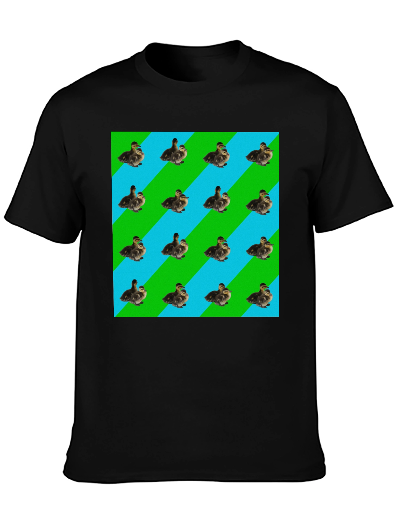 Duckling Pattern T-Shirt - Striped Background