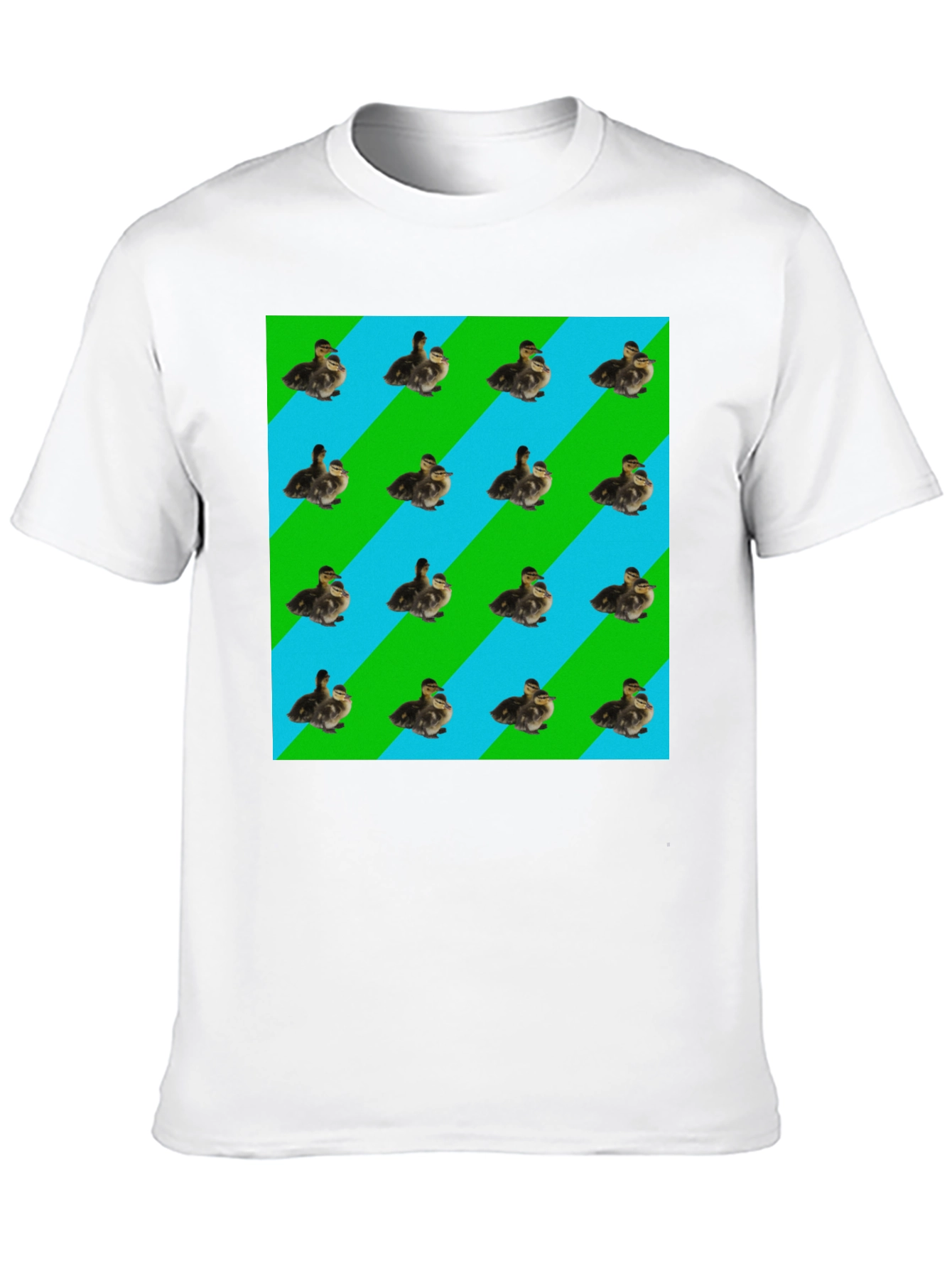 Duckling Pattern T-Shirt - Striped Background