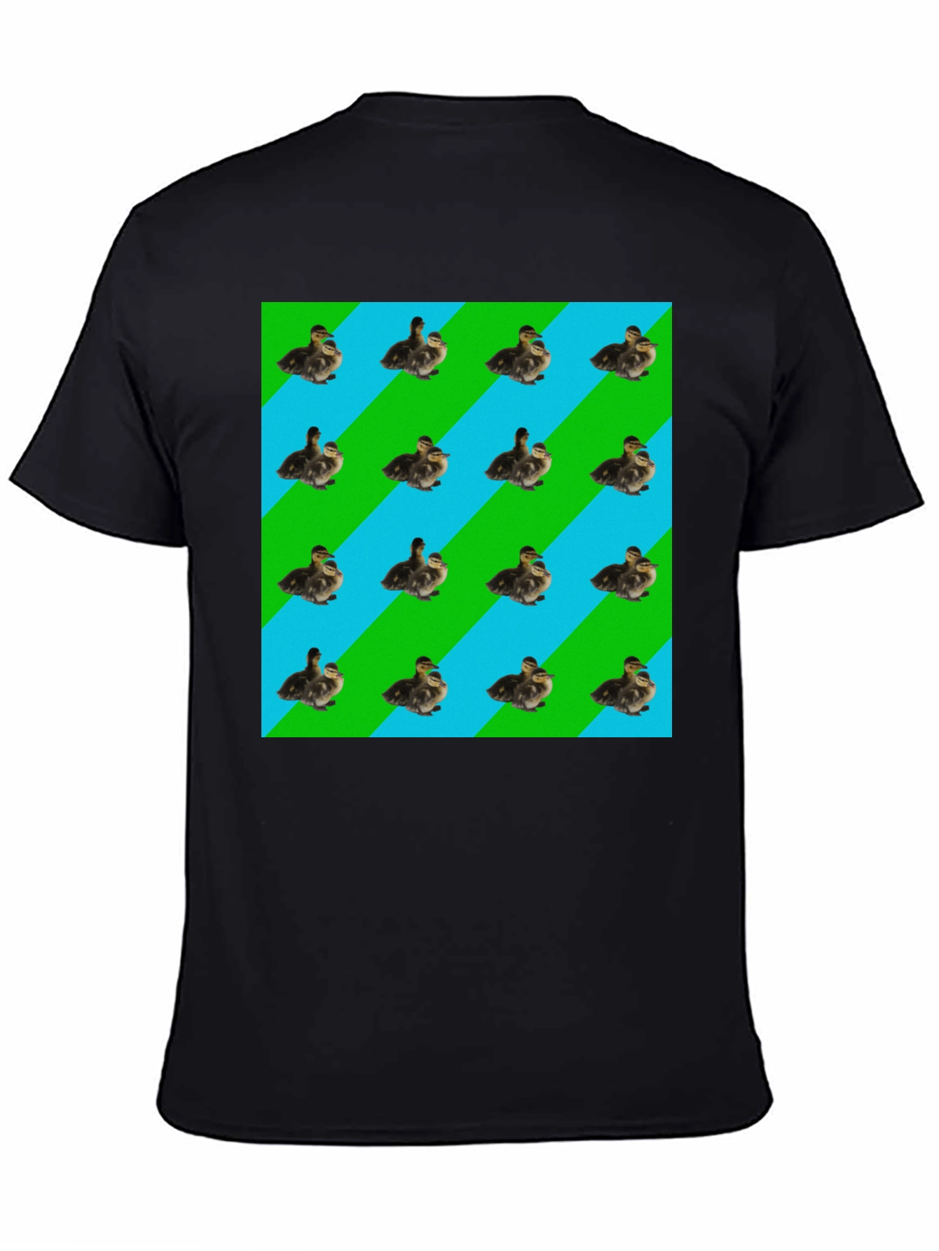 Duckling Pattern T-Shirt - Striped Background