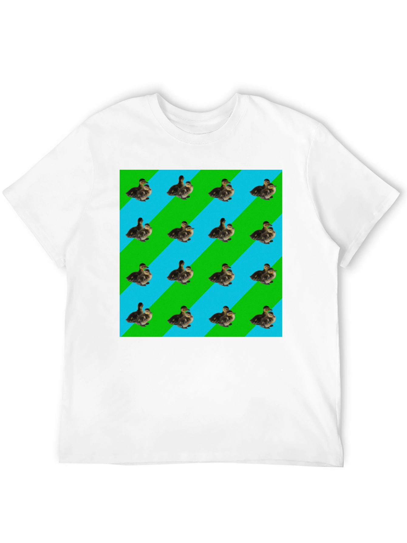 Duckling Pattern T-Shirt - Striped Background