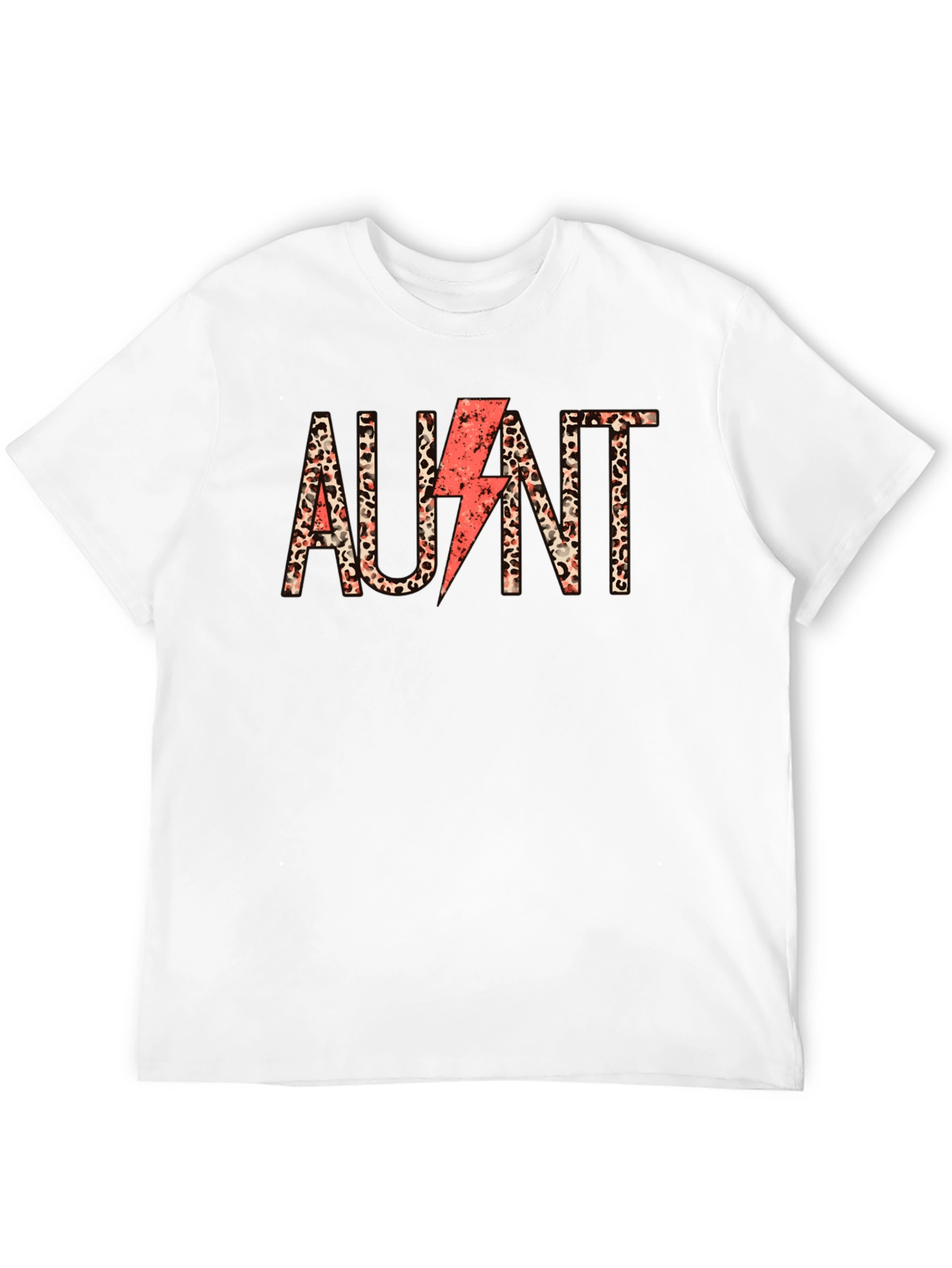 Aunt Leopard Print Lightning Bolt T-Shirt