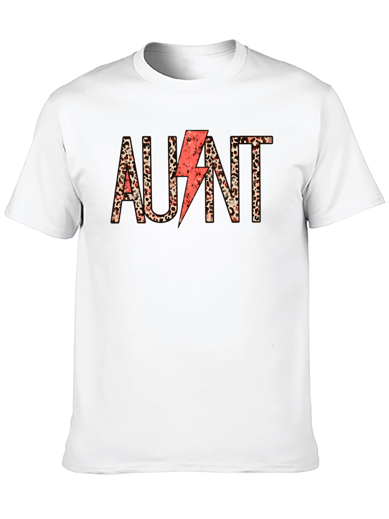 Aunt Leopard Print Lightning Bolt T-Shirt