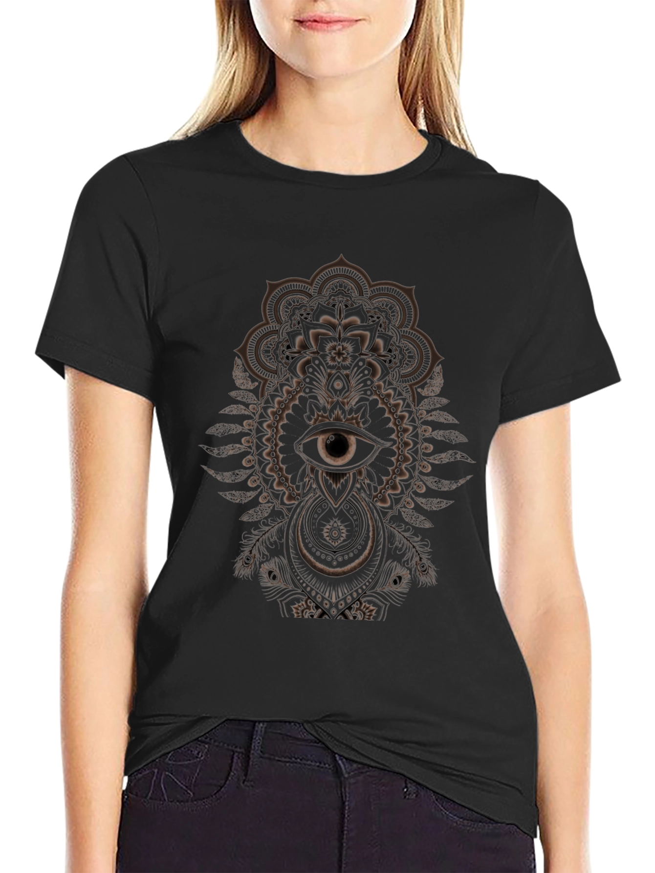 Mystic Eye Mandala Graphic Tee - Black Cotton T-Shirt
