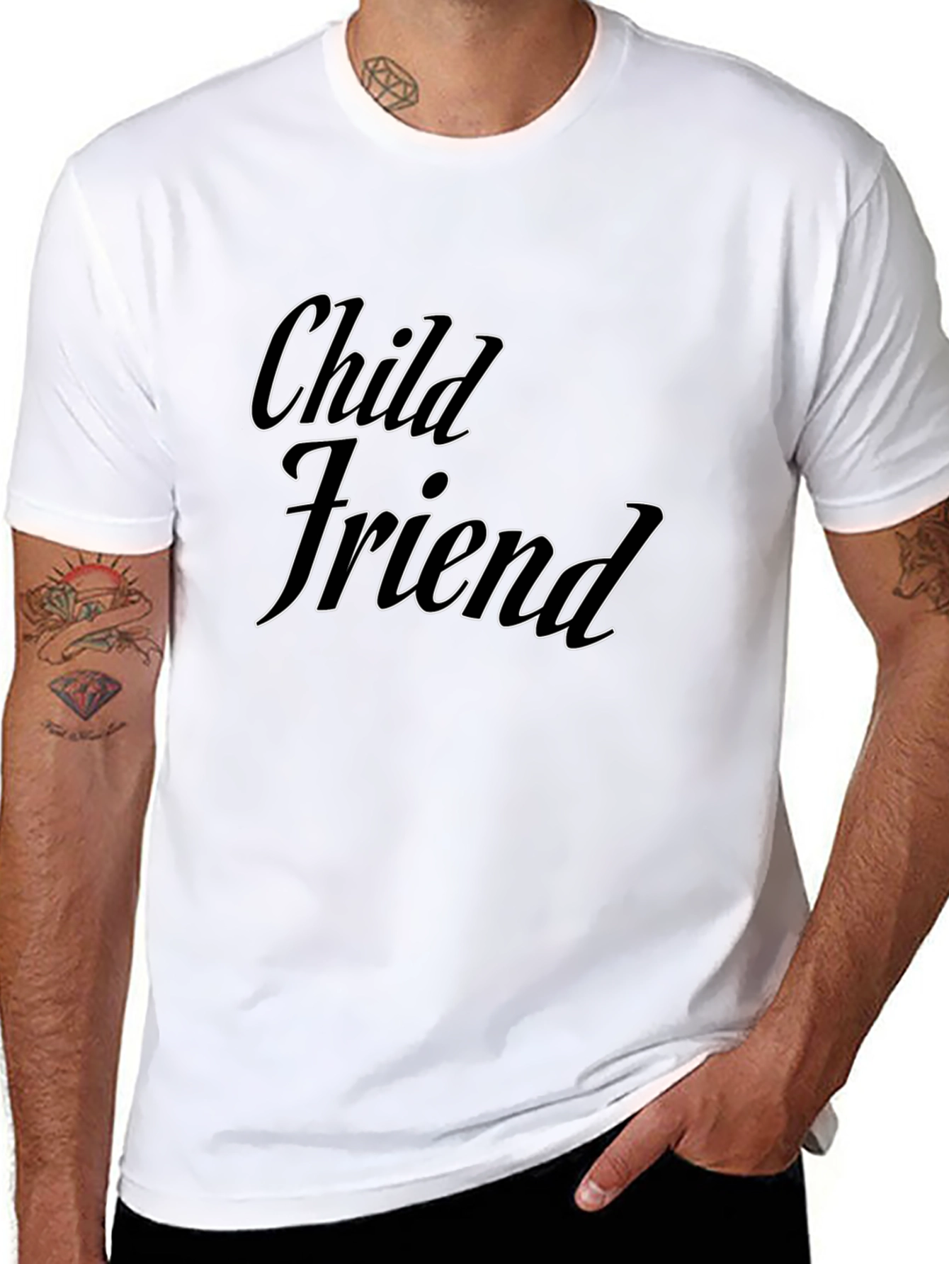 Child Friend Graphic Tee - Black Cotton Comfort
