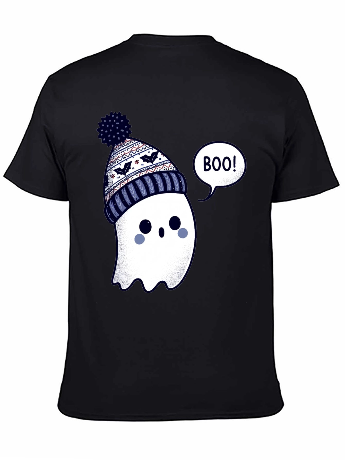 Cute Ghost in Beanie T-Shirt - Halloween Style