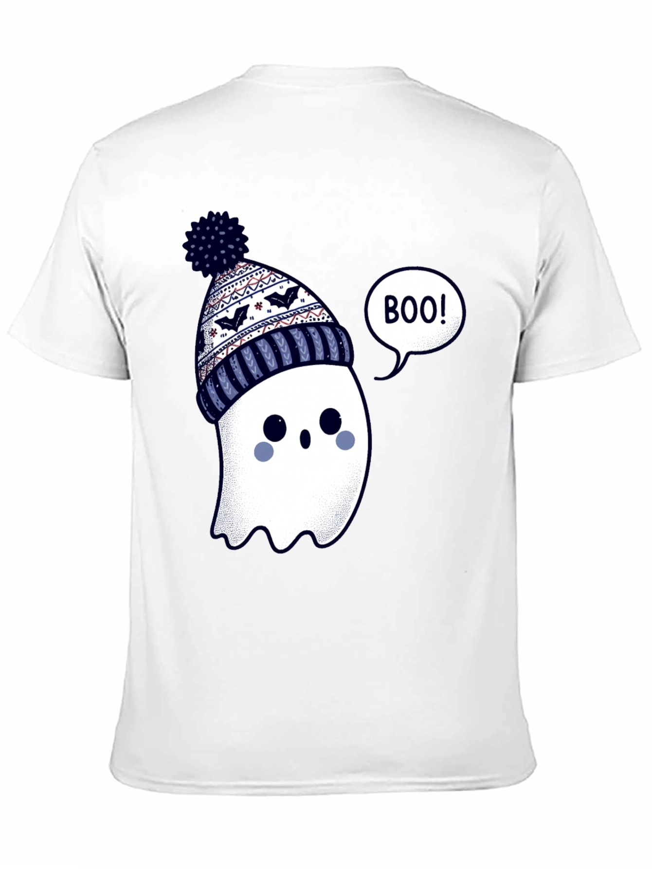 Cute Ghost in Beanie T-Shirt - Halloween Style