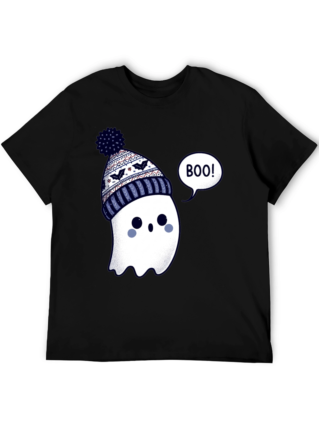 Cute Ghost in Beanie T-Shirt - Halloween Style