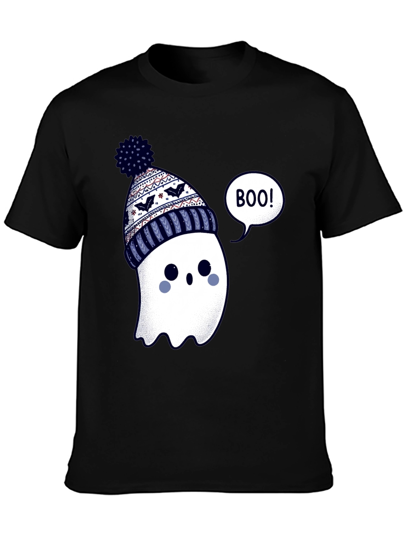Cute Ghost in Beanie T-Shirt - Halloween Style