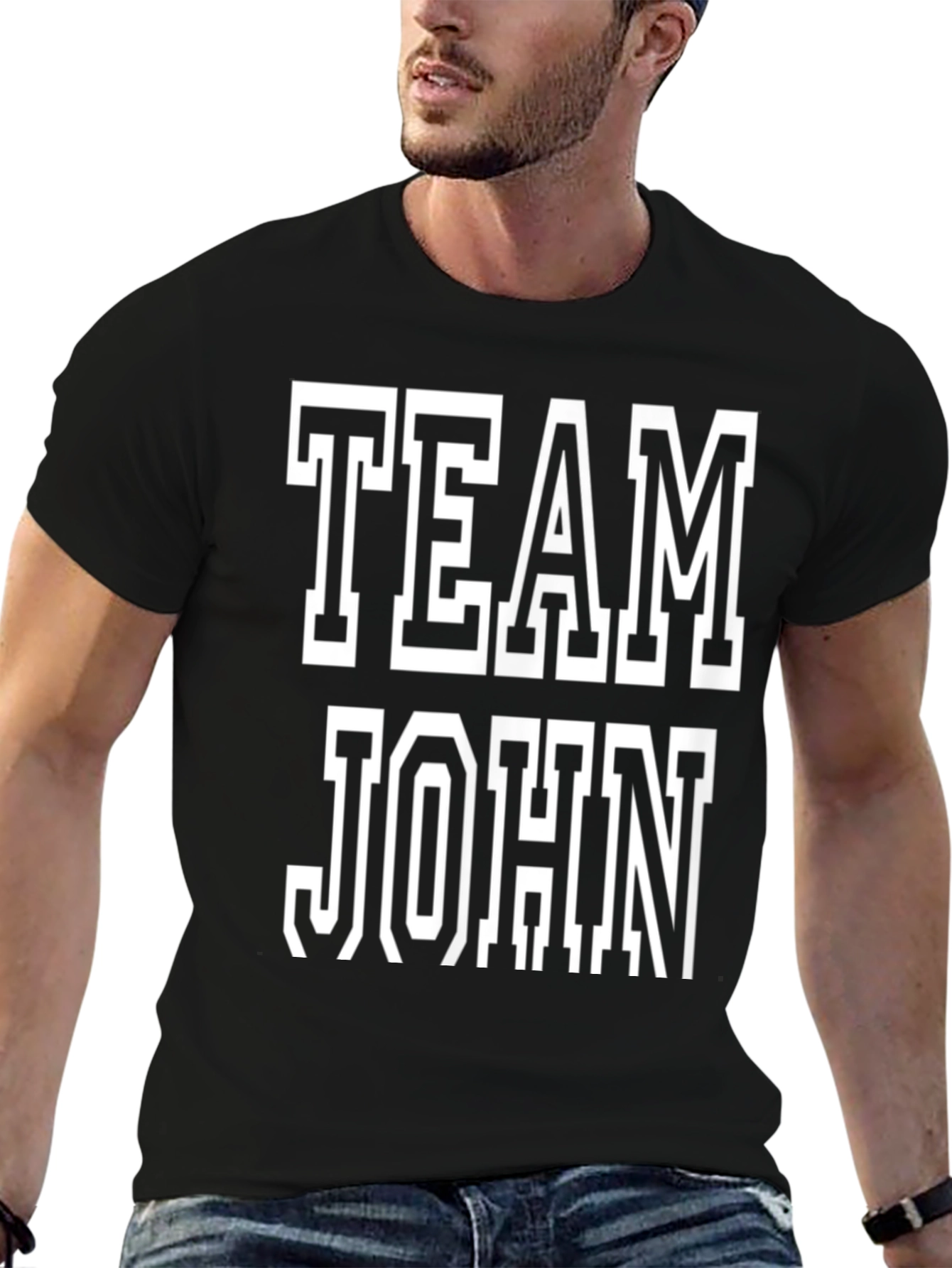 Team John T-Shirt - Black Cotton Tee