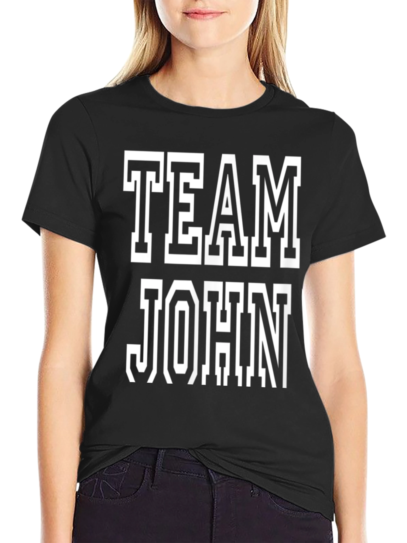 Team John T-Shirt - Black Cotton Tee