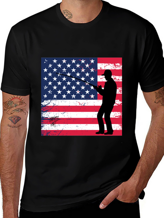 American Angler T-Shirt Patriotic Fishing Design