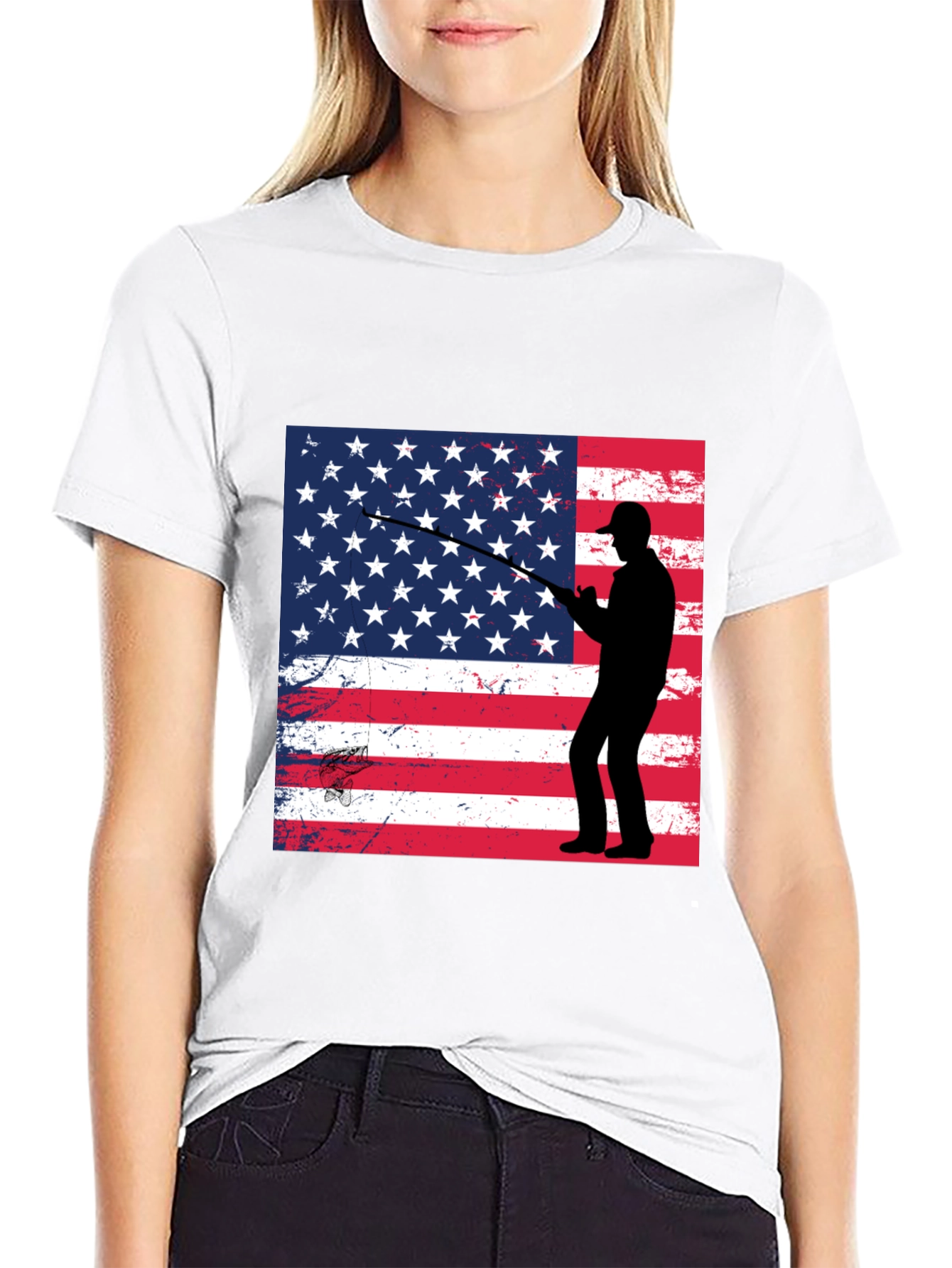 American Angler T-Shirt Patriotic Fishing Design