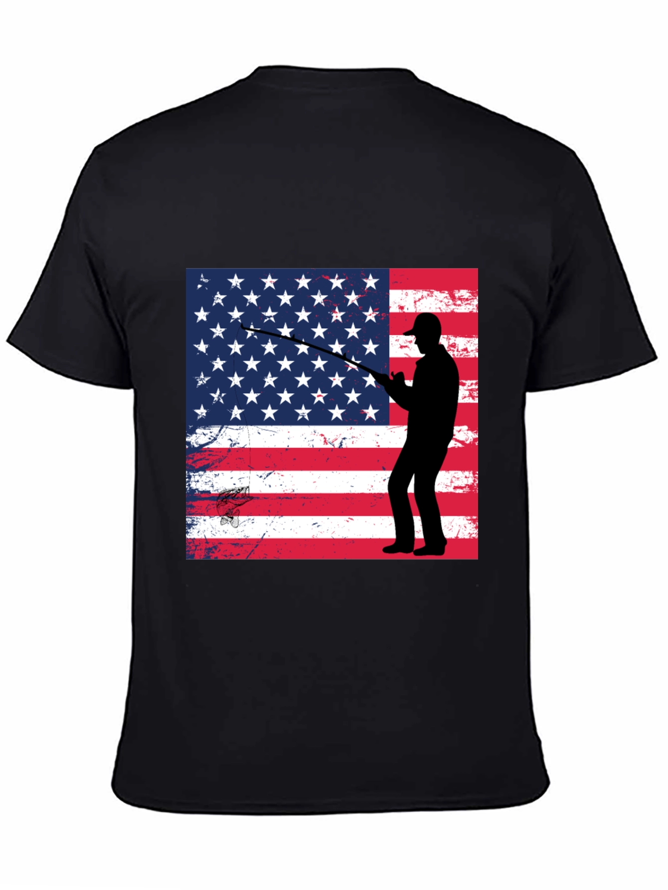 American Angler T-Shirt Patriotic Fishing Design