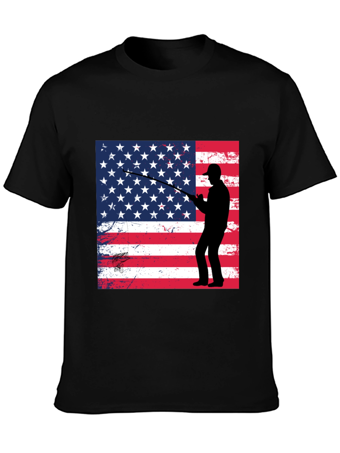 American Angler T-Shirt Patriotic Fishing Design