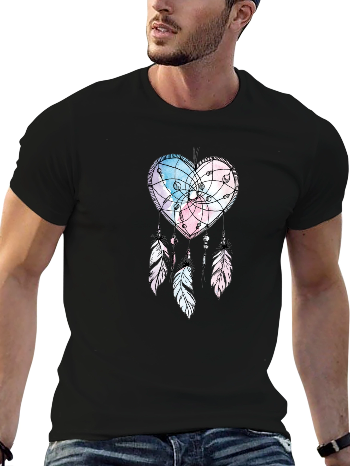 Heart Dreamcatcher T-Shirt: Stylish Black Tee for Men