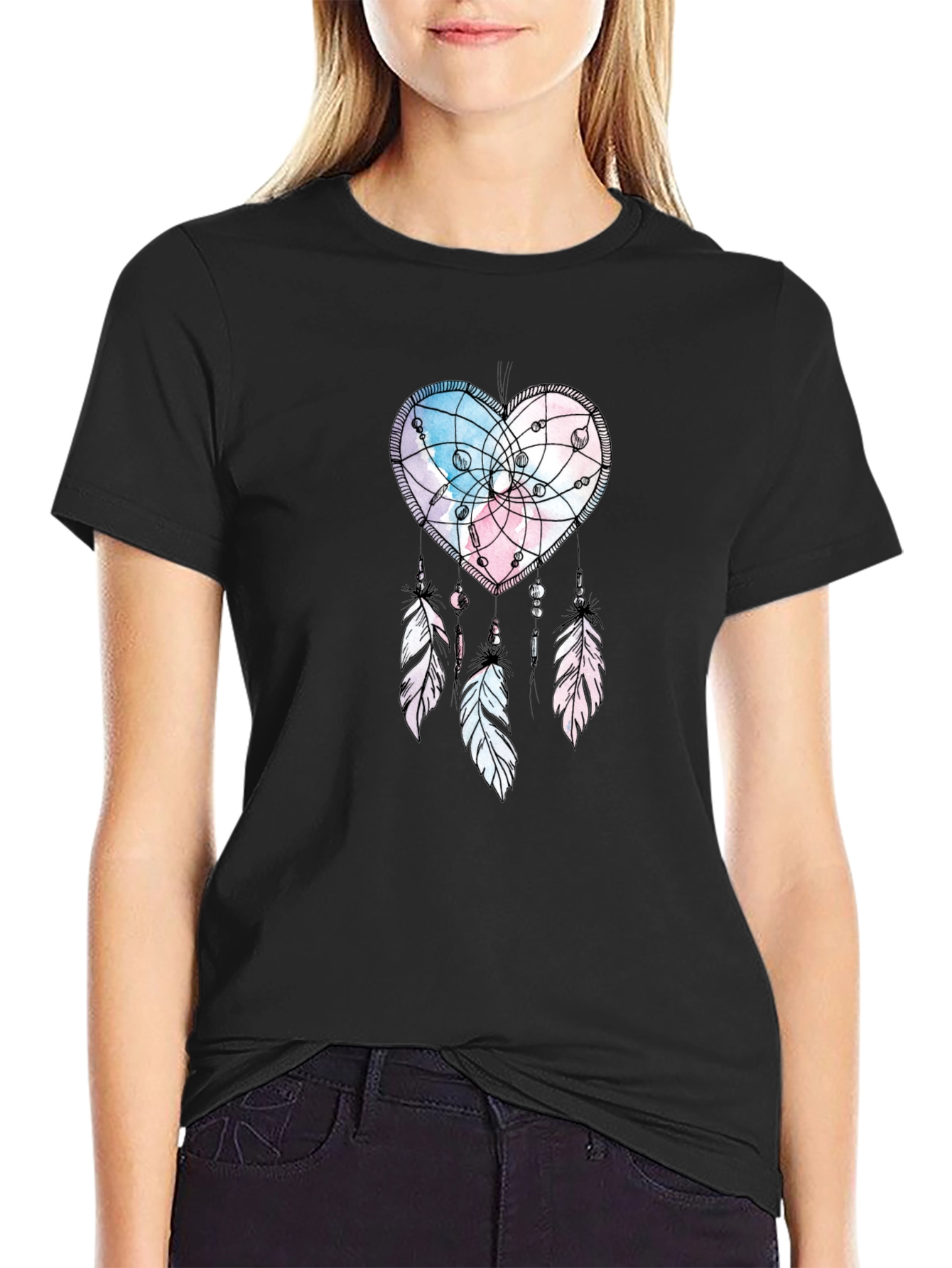 Heart Dreamcatcher T-Shirt: Stylish Black Tee for Men