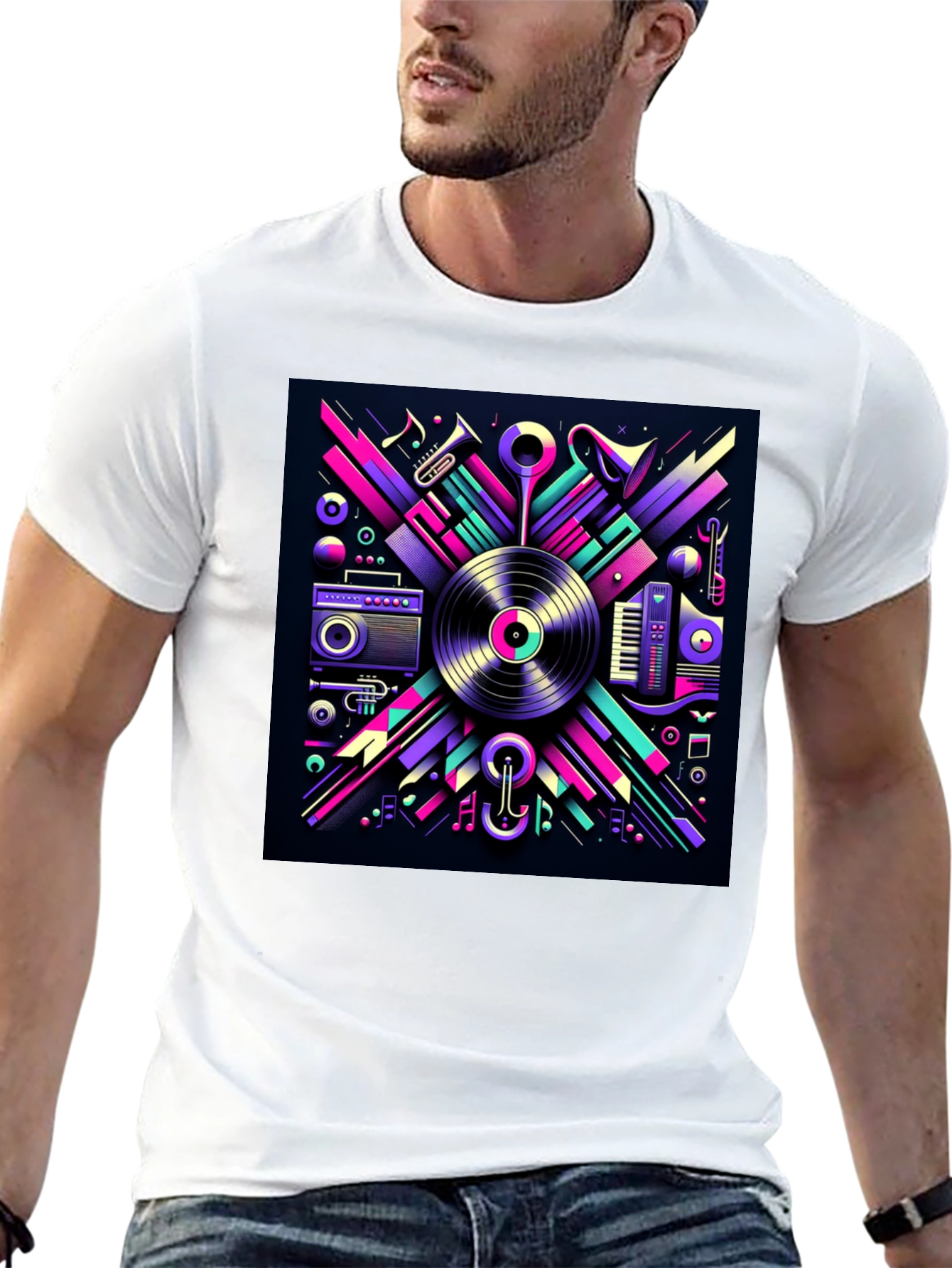Vibrant Music Art Black T-Shirt