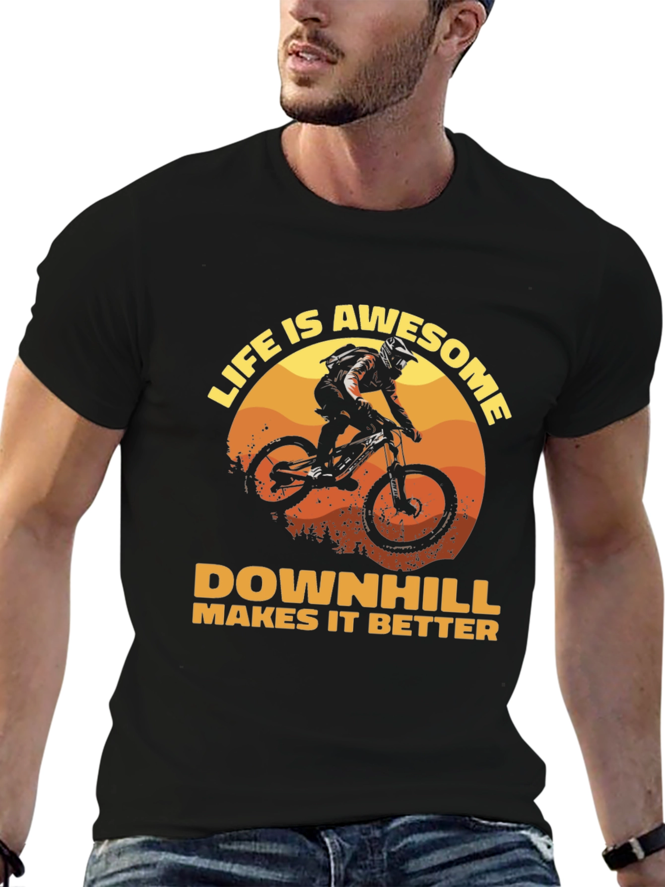 Life is Awesome Downhill Bike Graphic T-Shirt