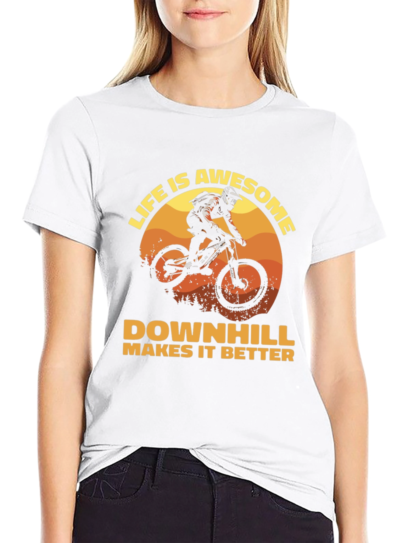 Life is Awesome Downhill Bike Graphic T-Shirt
