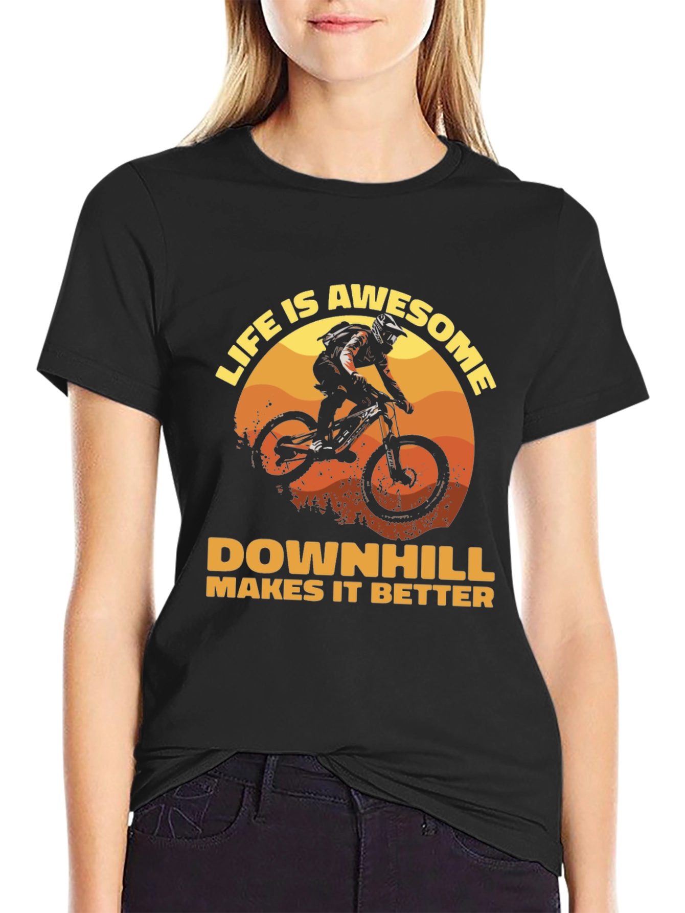 Life is Awesome Downhill Bike Graphic T-Shirt