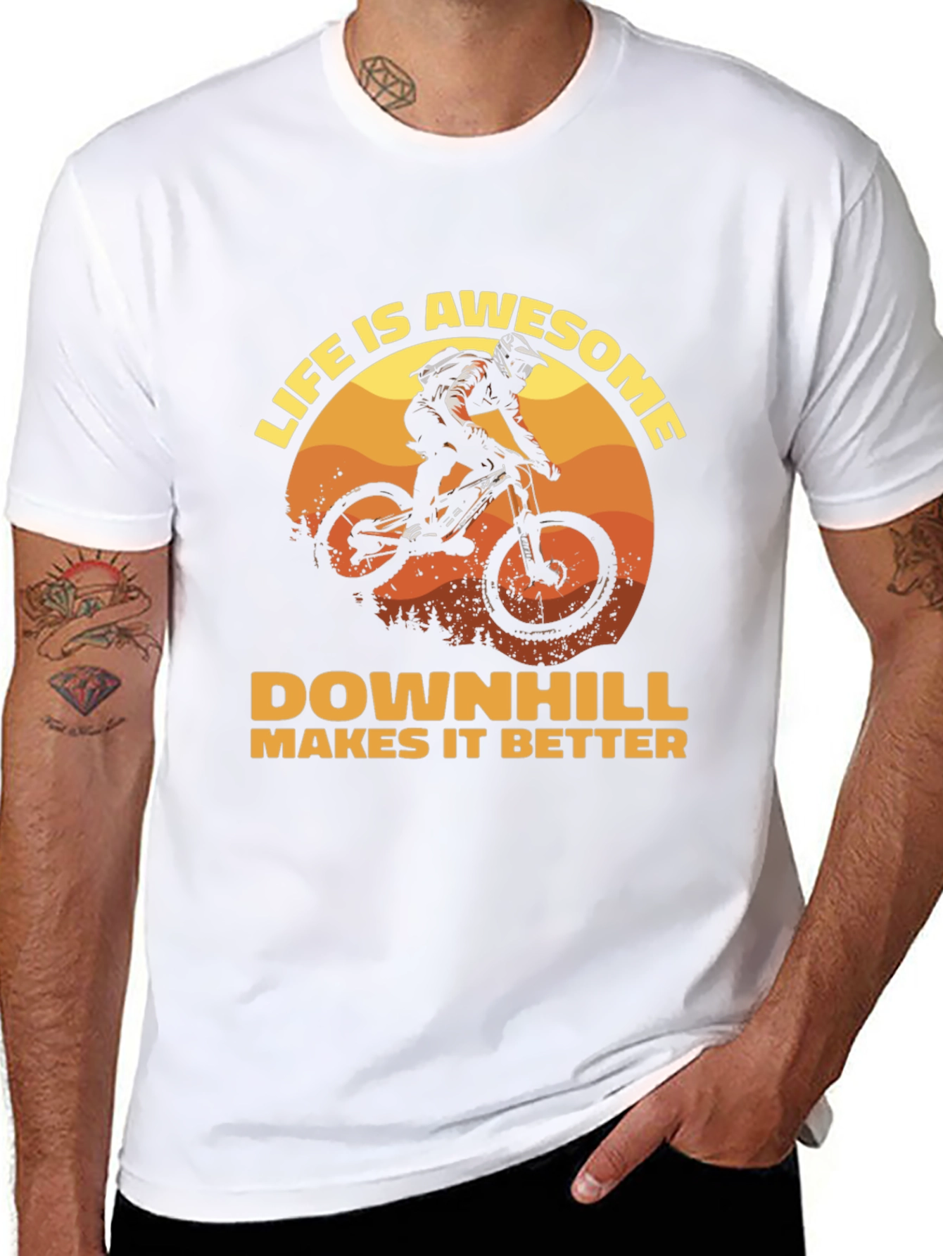 Life is Awesome Downhill Bike Graphic T-Shirt