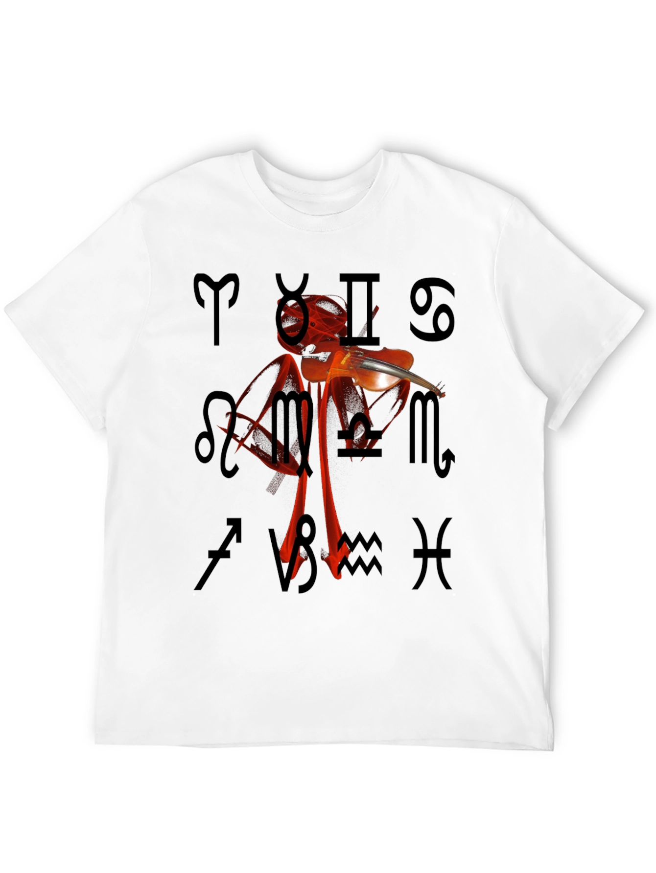 Zodiac Violin T-Shirt - Unique Astrology Design