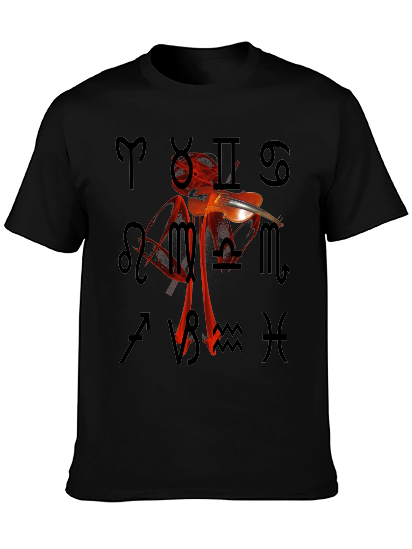 Zodiac Violin T-Shirt - Unique Astrology Design