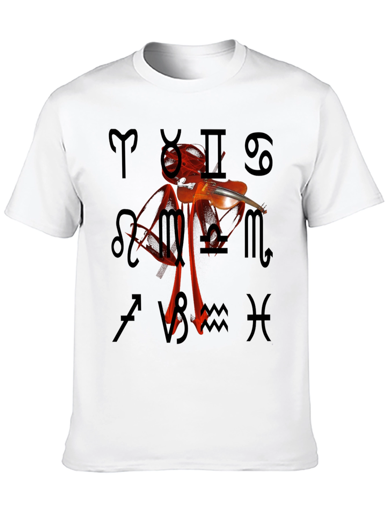 Zodiac Violin T-Shirt - Unique Astrology Design