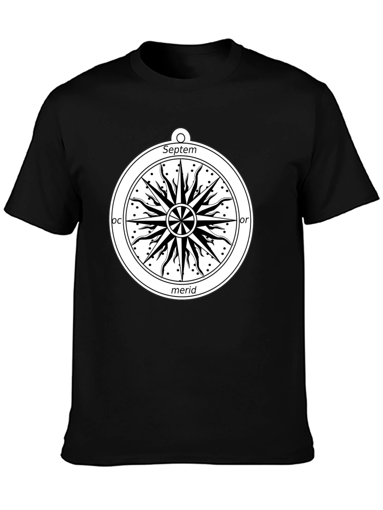 Celestial Compass Graphic Tee - Black Cotton Shirt