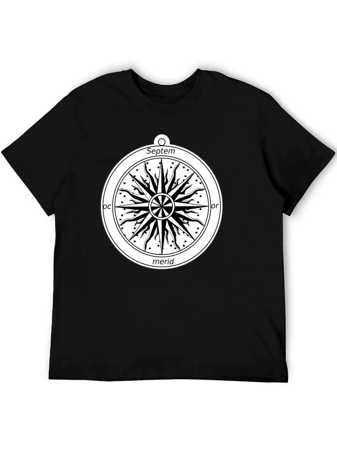 Celestial Compass Graphic Tee - Black Cotton Shirt