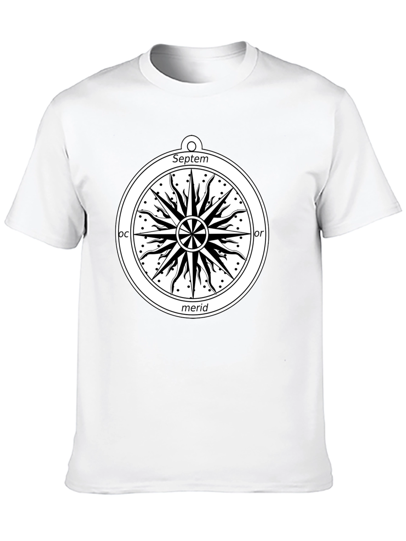 Celestial Compass Graphic Tee - Black Cotton Shirt