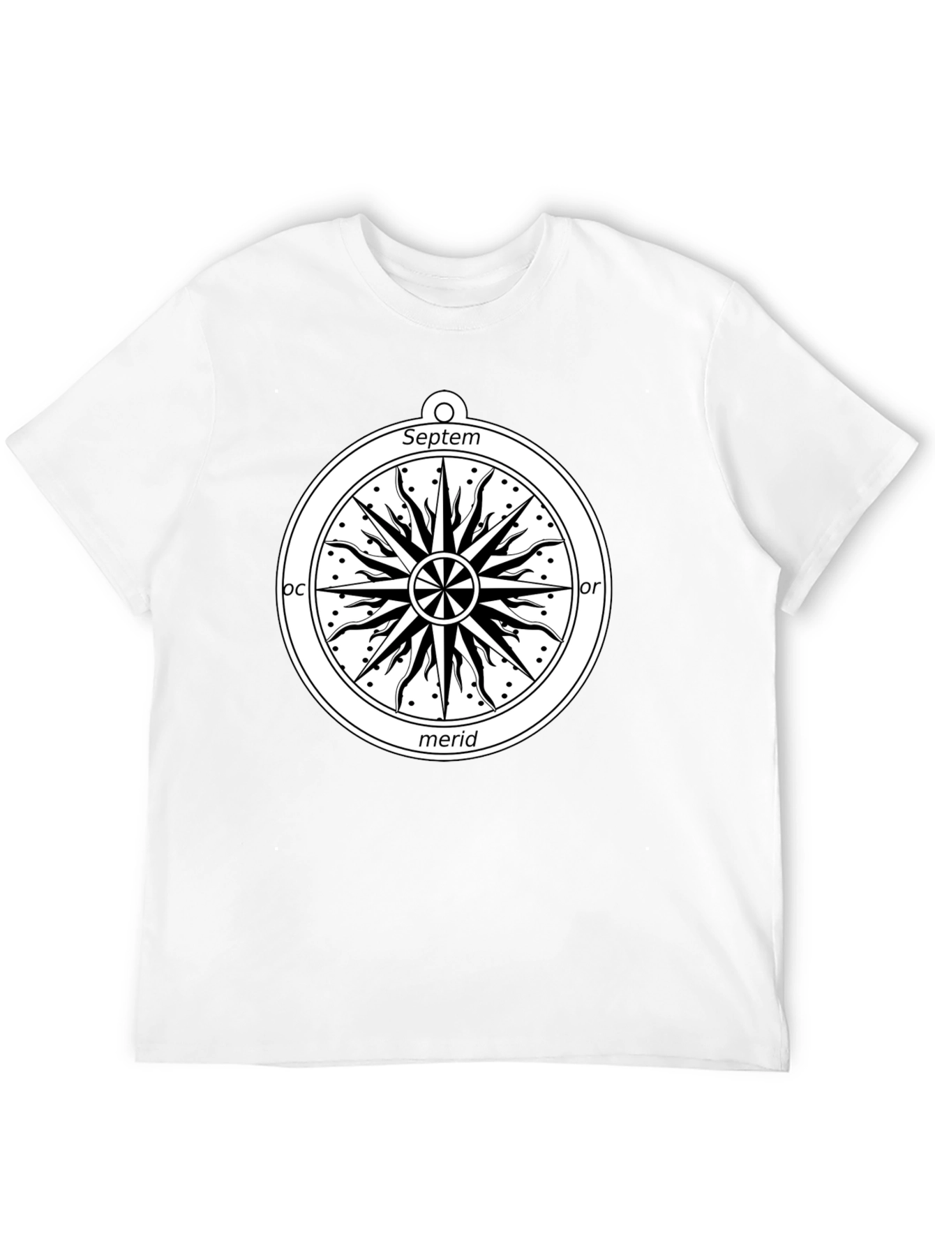 Celestial Compass Graphic Tee - Black Cotton Shirt