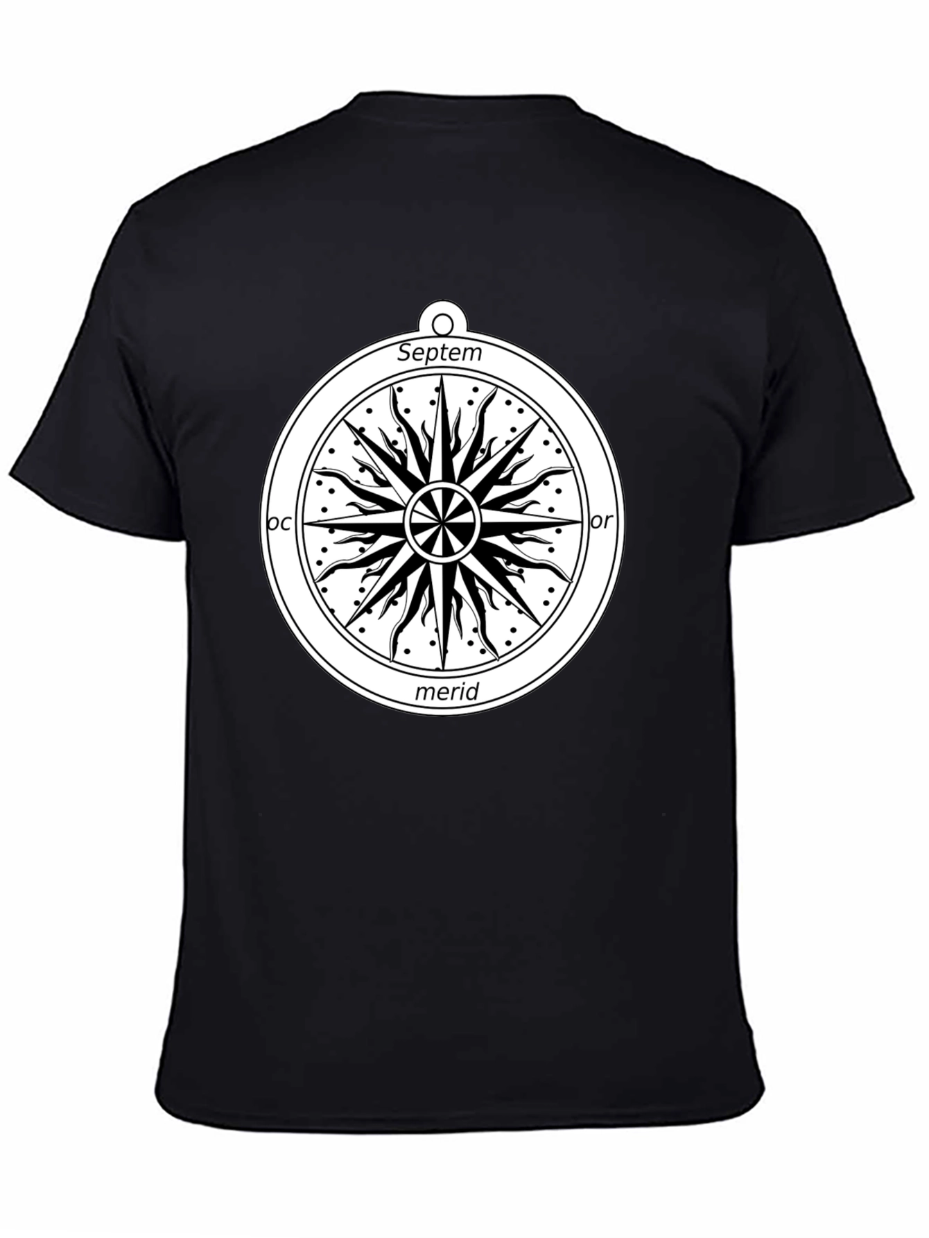 Celestial Compass Graphic Tee - Black Cotton Shirt