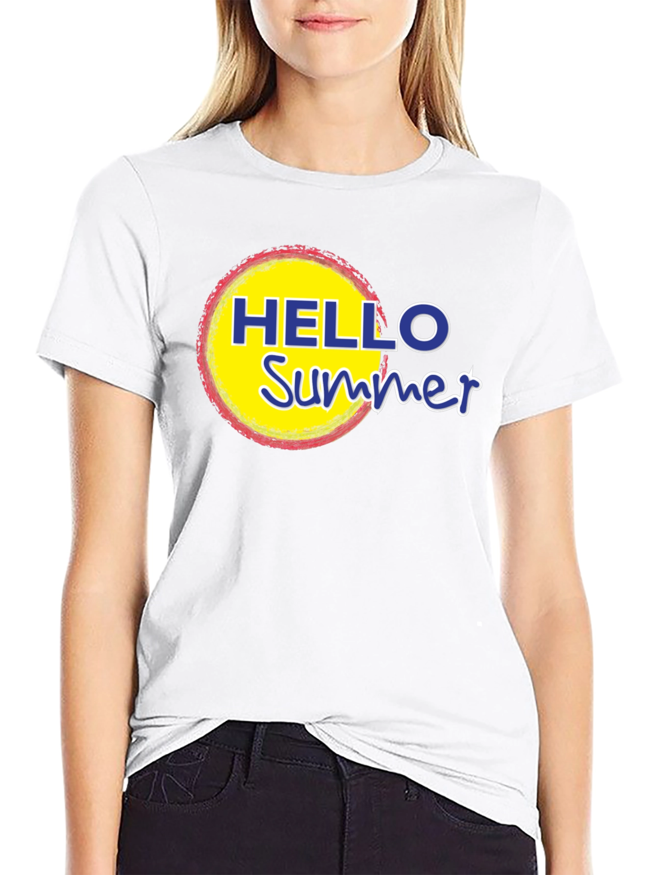 Hello Summer Graphic Tee - Black Casual T-Shirt