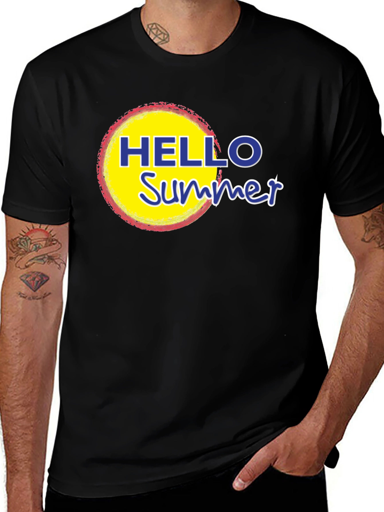 Hello Summer Graphic Tee - Black Casual T-Shirt