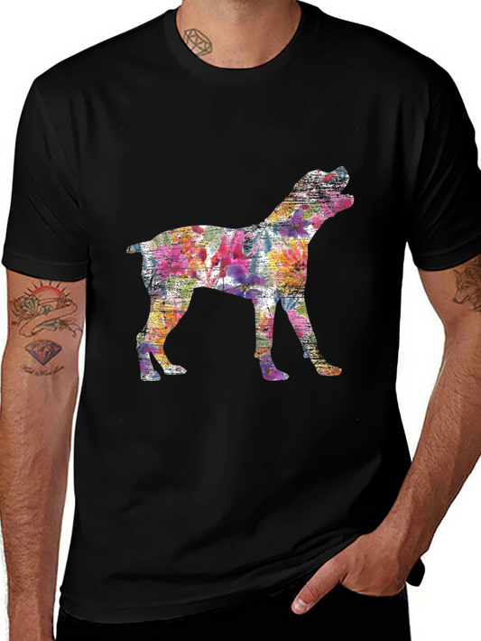 Vibrant Boxer Dog Silhouette Tee - Artistic Animal Lovers Shirt