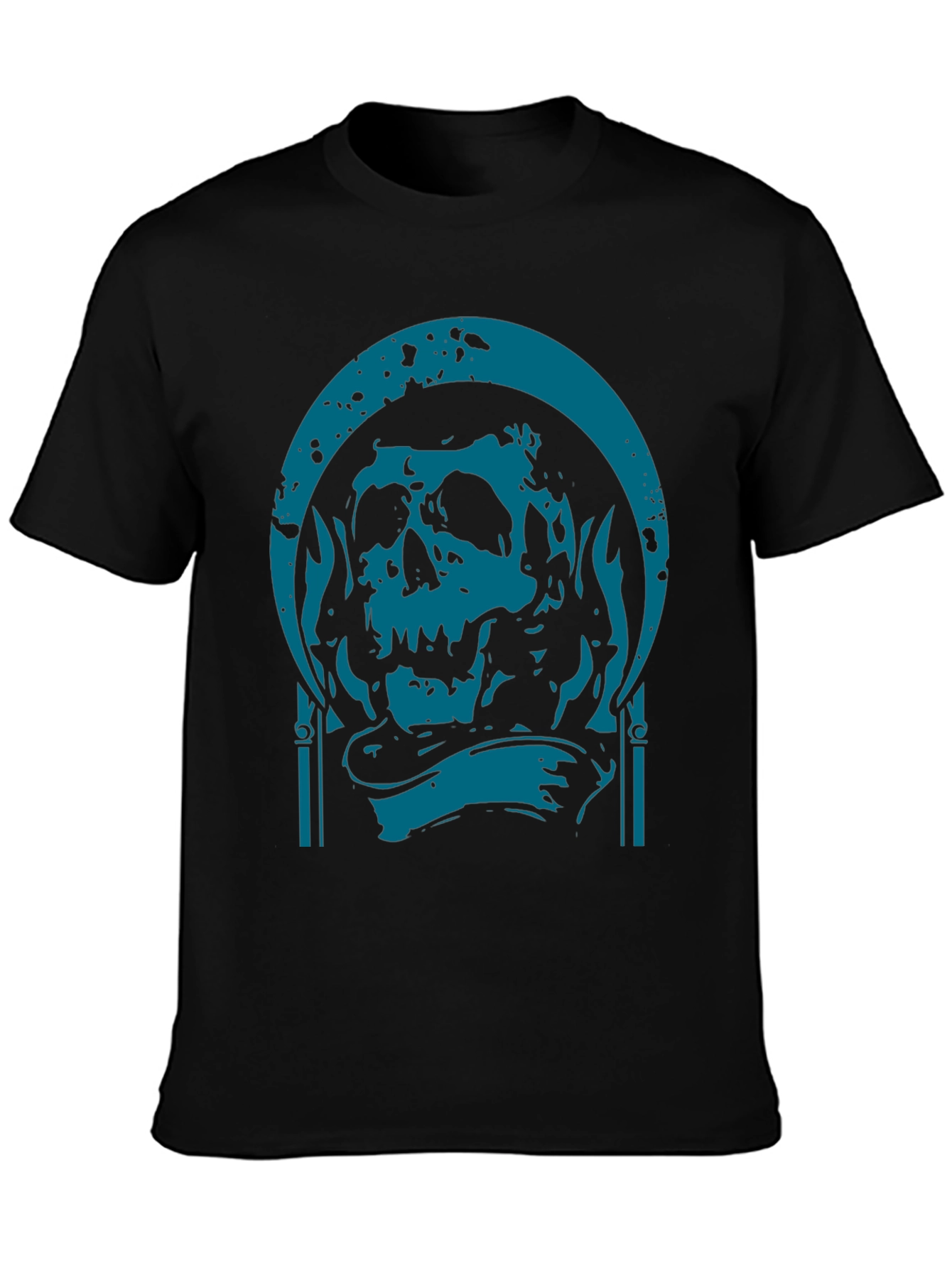 Skull Graphic Print T-Shirt - Black