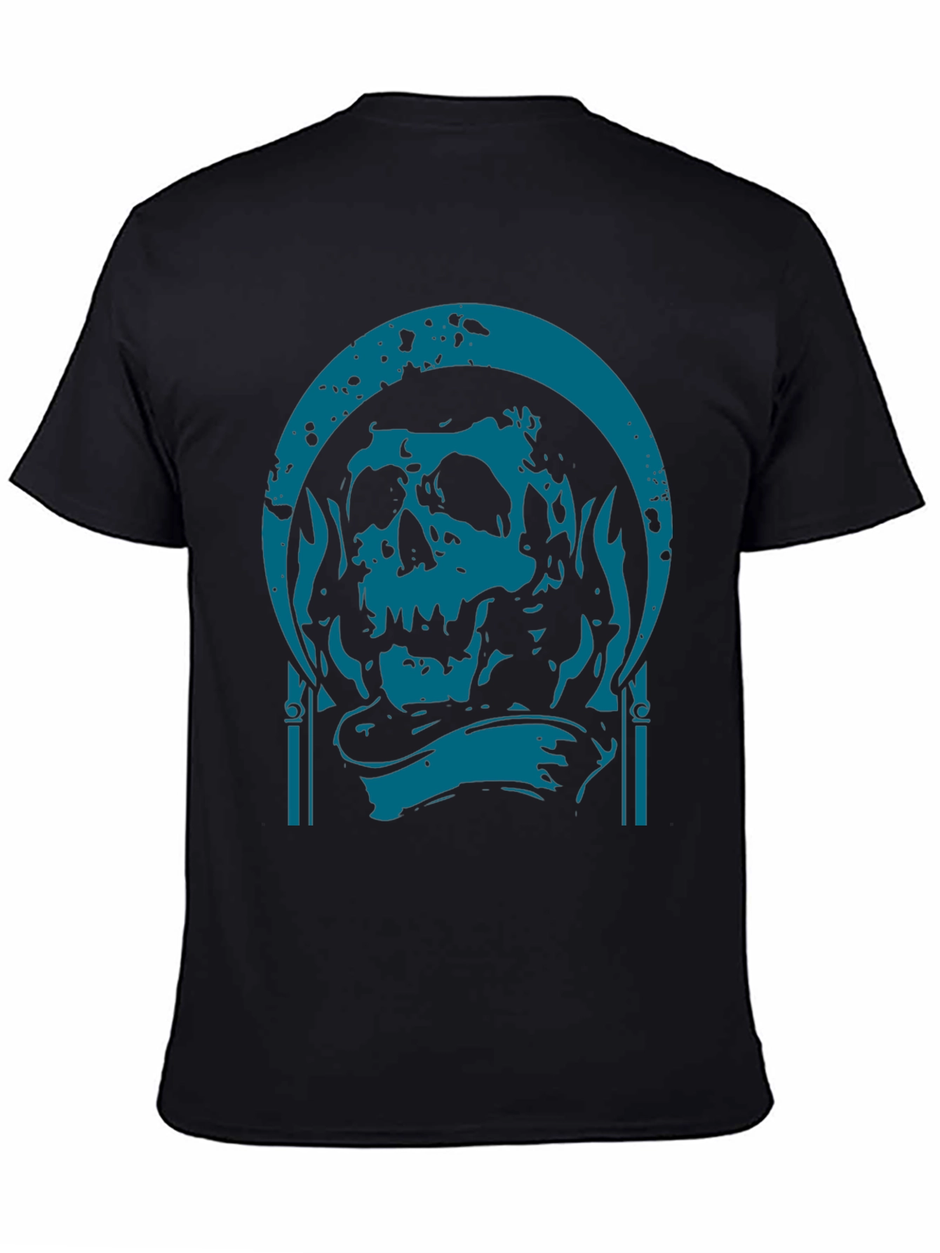 Skull Graphic Print T-Shirt - Black