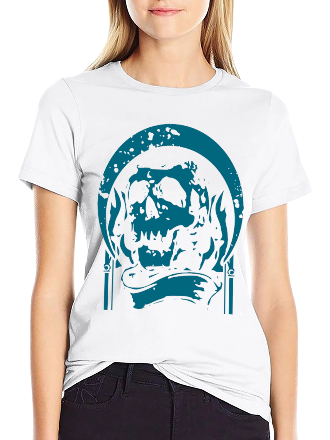 Skull Graphic Print T-Shirt - Black