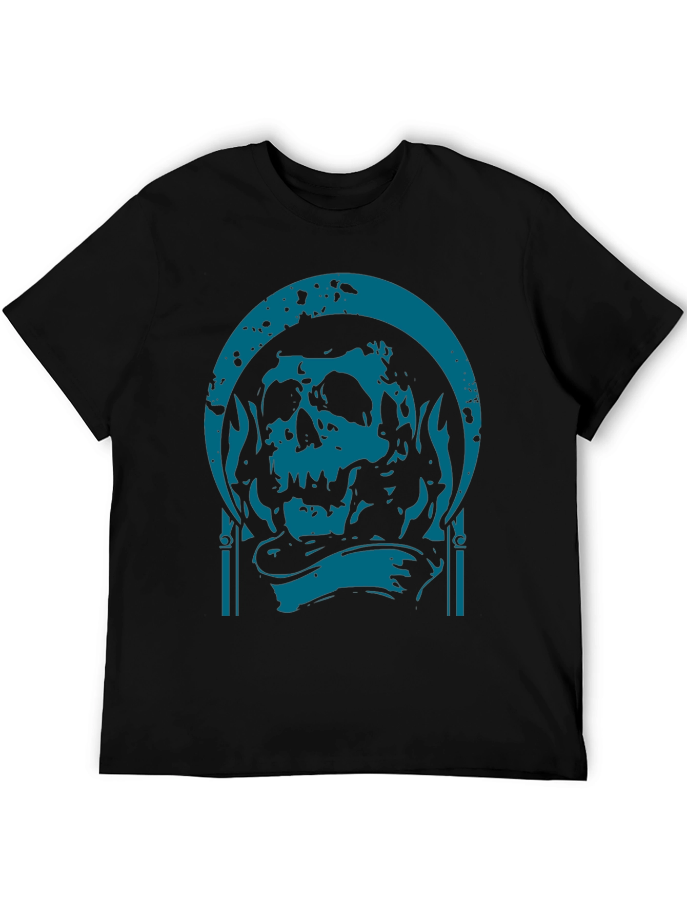 Skull Graphic Print T-Shirt - Black