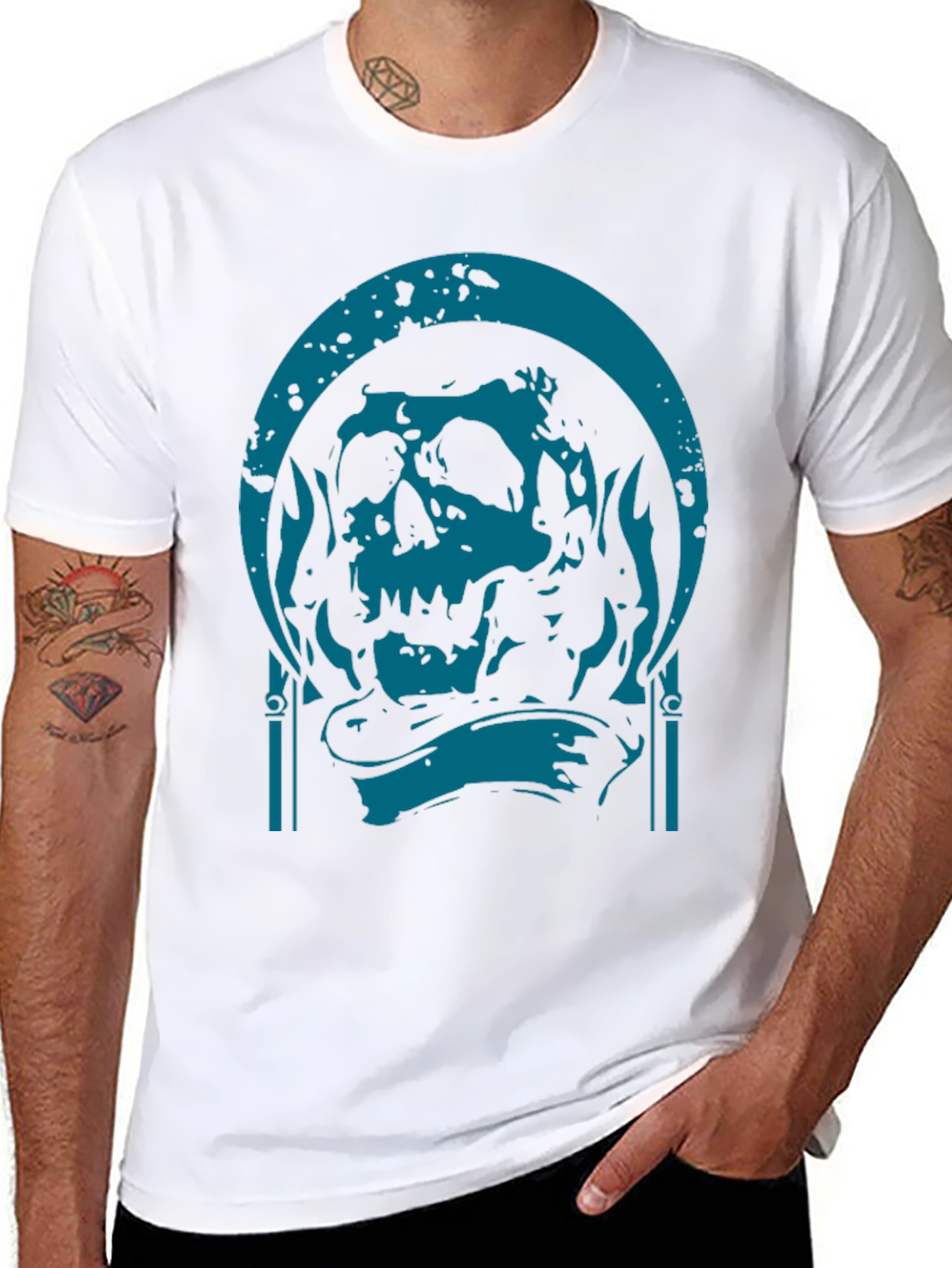 Skull Graphic Print T-Shirt - Black