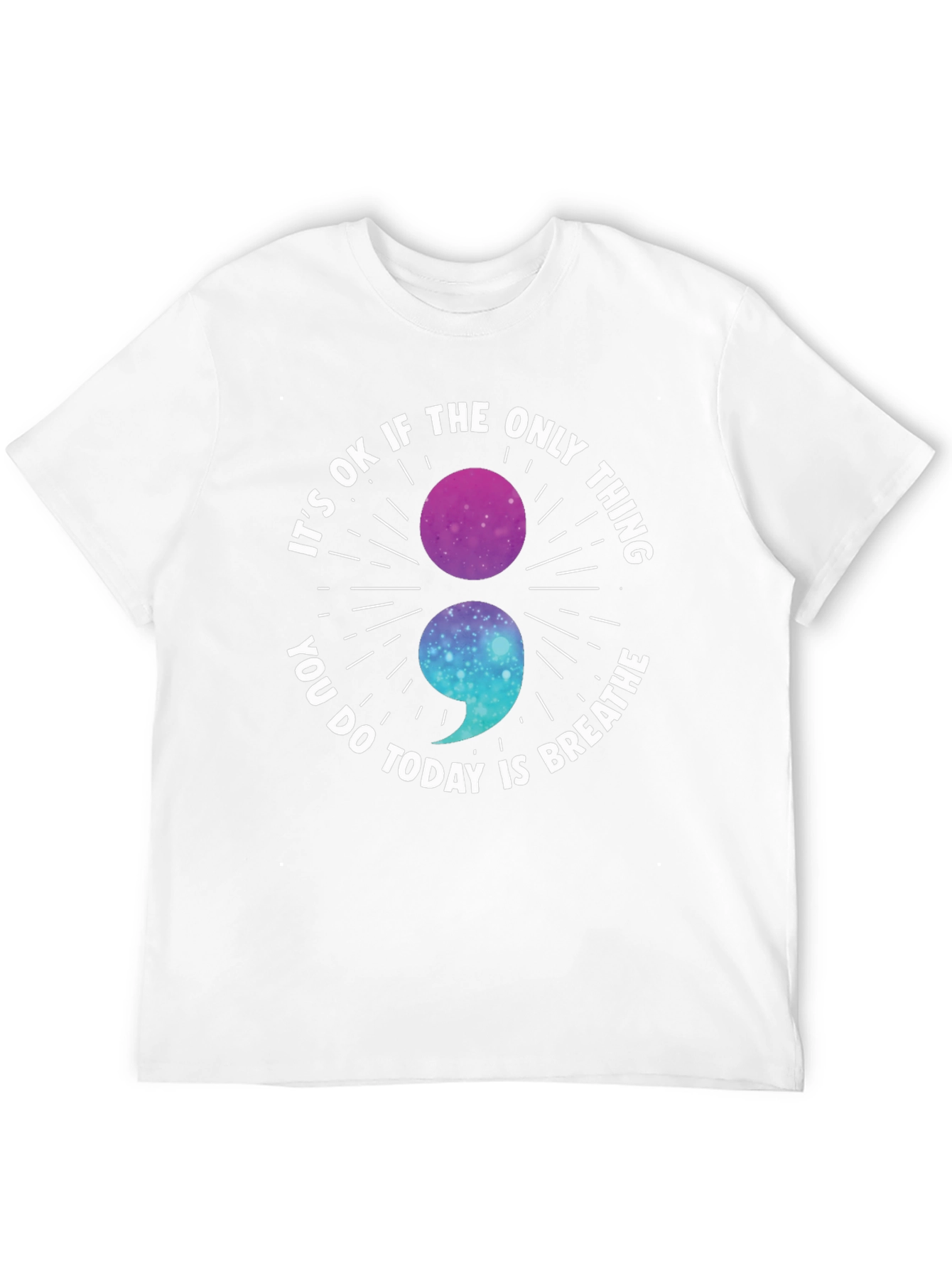 Breathe Semicolon Galaxy Graphic Tee - Mental Health Awareness