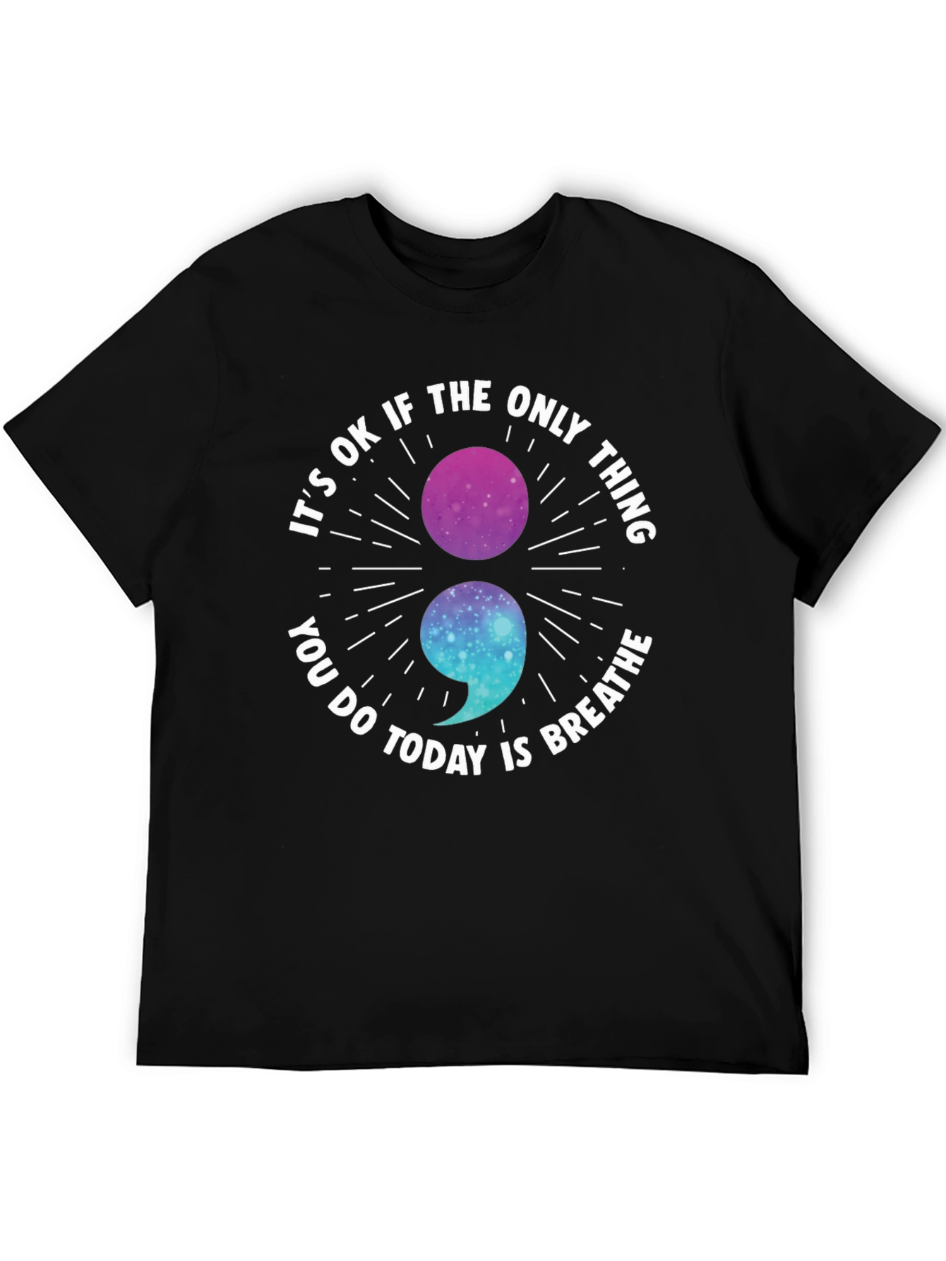 Breathe Semicolon Galaxy Graphic Tee - Mental Health Awareness