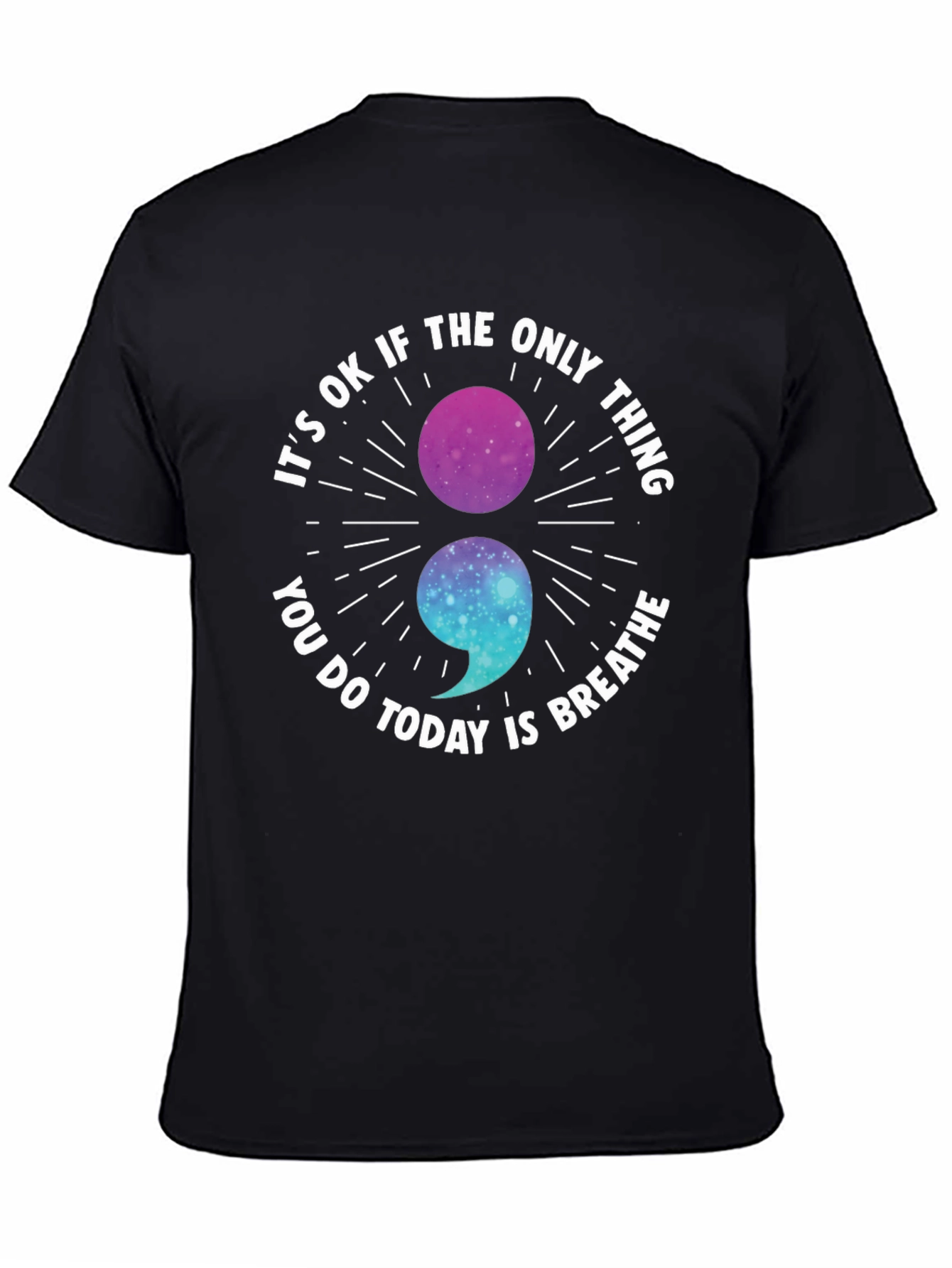 Breathe Semicolon Galaxy Graphic Tee - Mental Health Awareness
