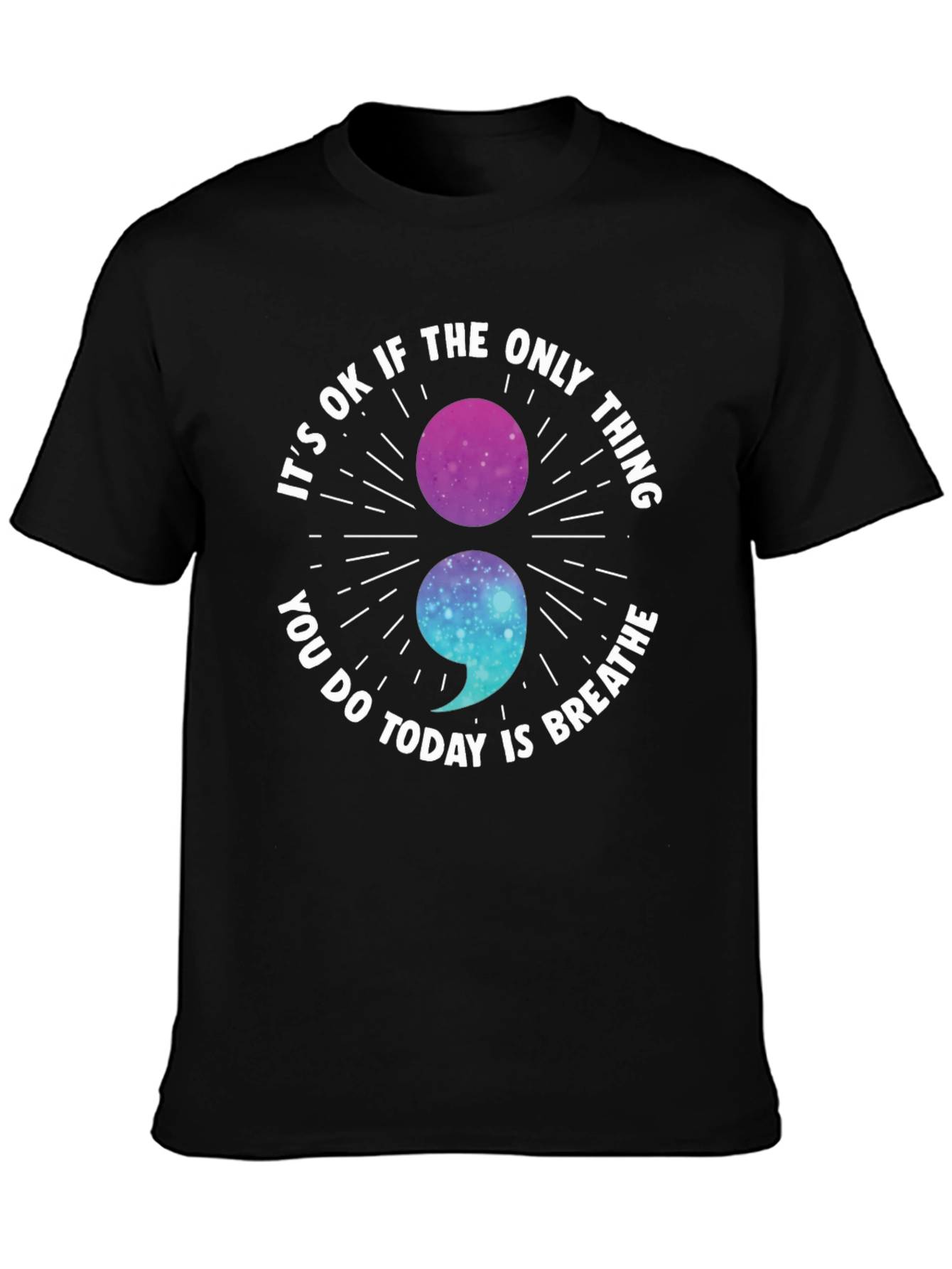 Breathe Semicolon Galaxy Graphic Tee - Mental Health Awareness