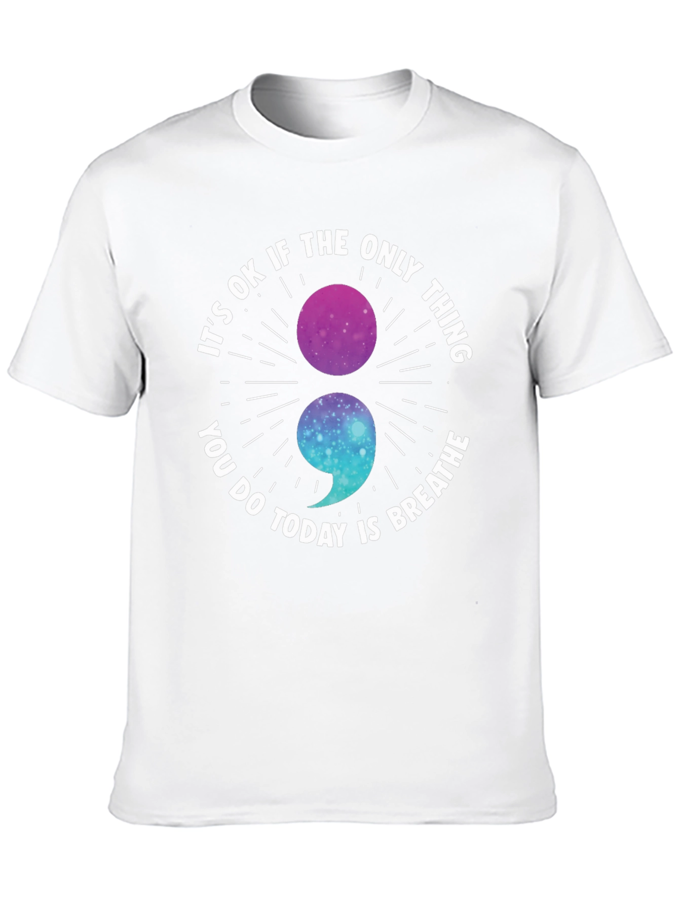Breathe Semicolon Galaxy Graphic Tee - Mental Health Awareness