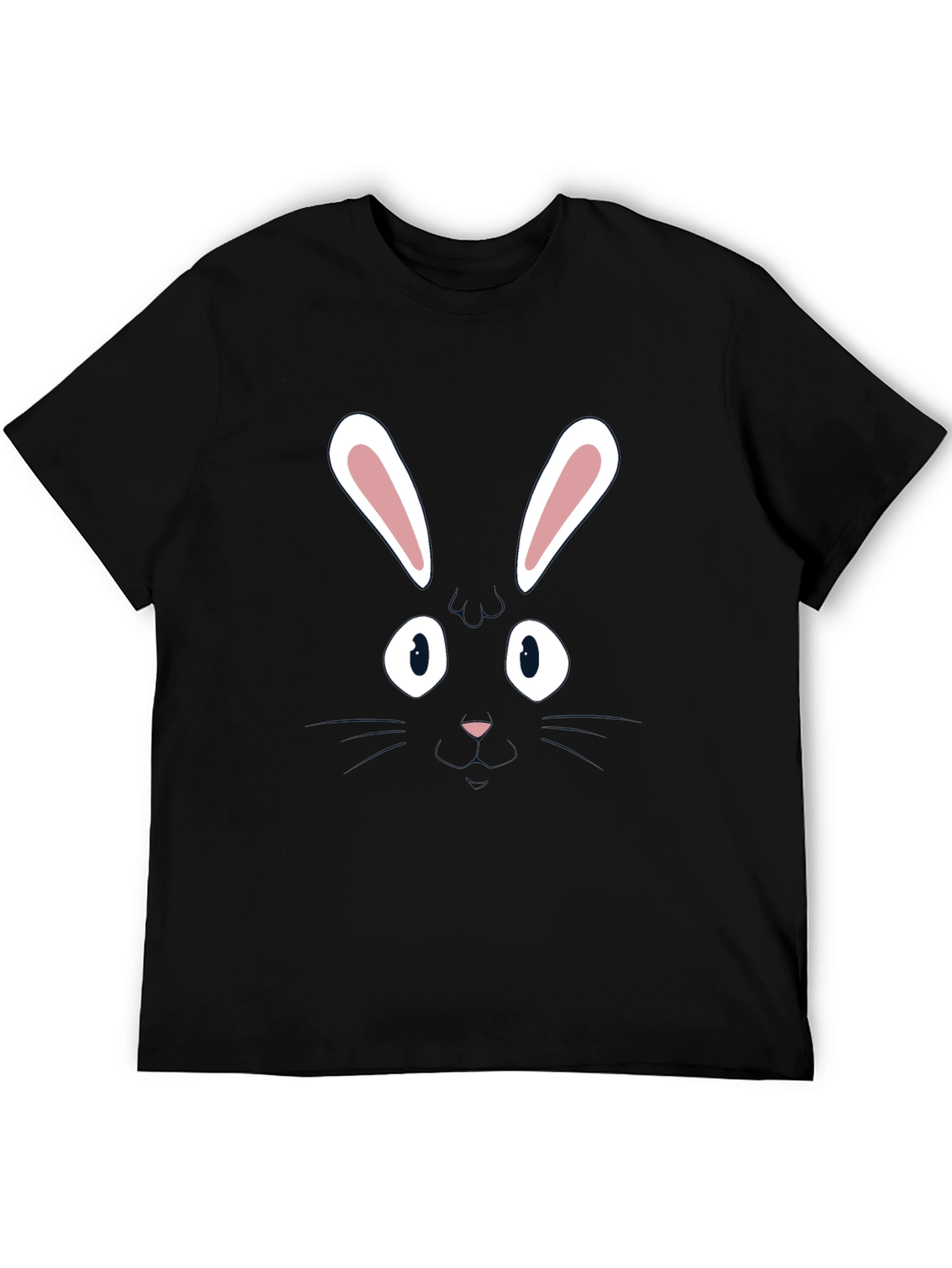 Bunny Face Graphic Tee - Black Cotton Blend