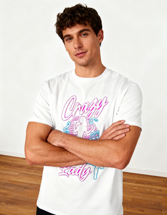 Crazy Karaoke Lady Neon Graphic T-Shirt - Karaoke Lover Casual Comfort Tee